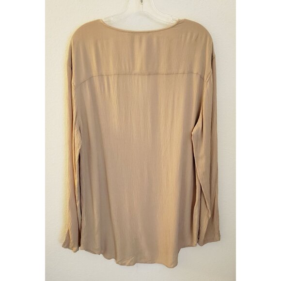 Asos Design Oversize Viscose Blend Tan Long Sleeve Top Fits up to XL - Picture 4 of 6